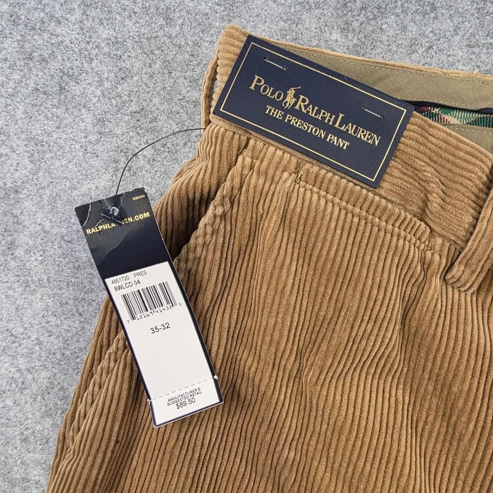 Polo‎ Ralph Lauren Pants Mens 35x32 Brown Corduroy Preston Prospect Chino NWT